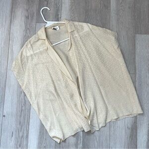 Vintage Silk Shrug printed open collared womens Cream (one size) minimalist chic